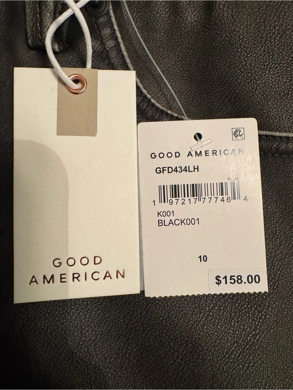 Good American Charcoal Black Coated Faux Leather Mini Skirt